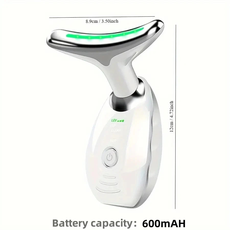 7LED Color Vibrating Neck Device Beauty Gift, Neck and Face Skin Massager, 1 Piece Set Portable Usb Charging, Electric Facial Ma