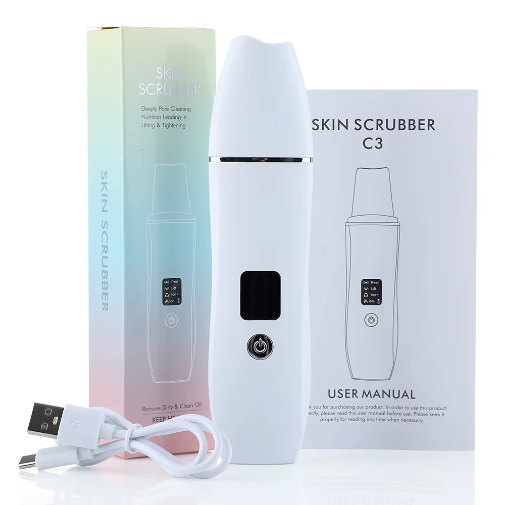 Ultrasonic Skin Scrubber Peeling Shovel EMS Ion Deep Face Cleaning Blackhead Remover Facial Lifting Peeling Shovel Face Massager
