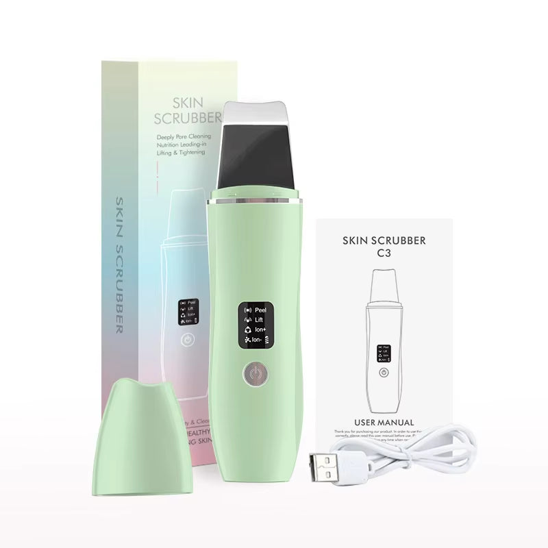 Ultrasonic Skin Scrubber Peeling Shovel EMS Ion Deep Face Cleaning Blackhead Remover Facial Lifting Peeling Shovel Face Massager