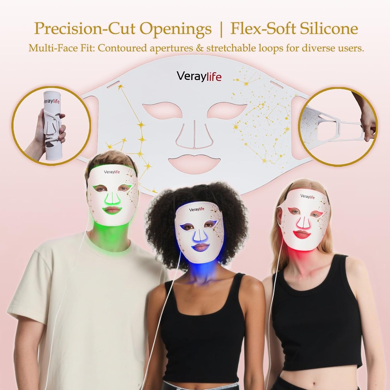 Red Light Therapy Mask for Face, LED Facial Mask, Skin Care Light with near Infrared 850Nm & Adjustable Blue Light, Portable Home Device with 7 Colors & 8 Modes, 432 Beads Pro Leds
