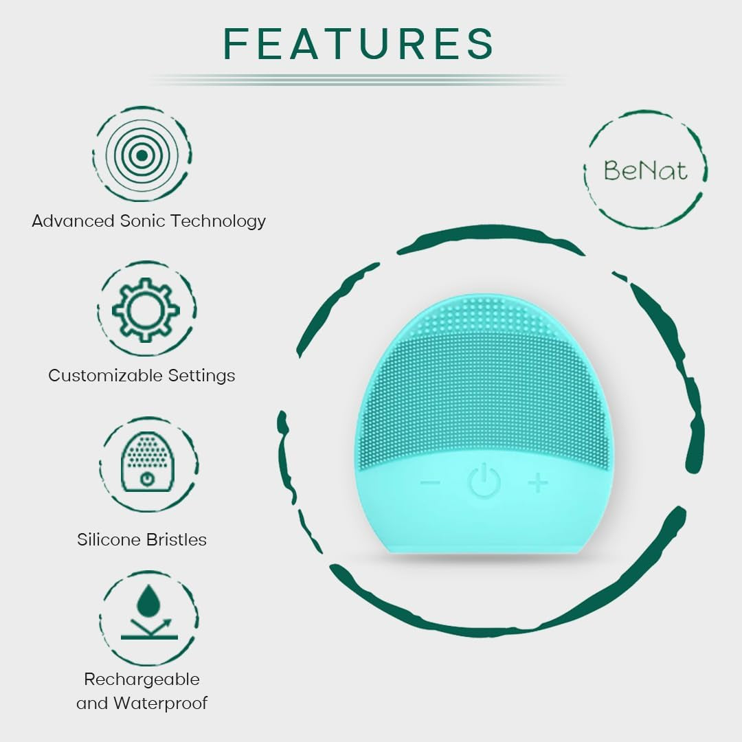Rechargeable Facial Cleansing Brush. High-Frequency Massaging. Deep Cleansing. Waterproof, Stylish, Portable.